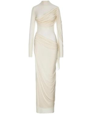 MANURI Medeea Draped Sheer Maxi Dress - White