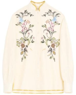 Valentino Garavani Linnen Blouse Met Borduurwerk - Naturel