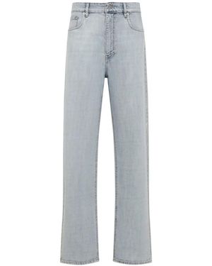 Miu Miu Vaqueros Rectos Con Parche Del Logo - Gris