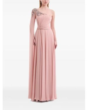 Gemy Maalouf Robe Drapée À Ornements - Pink