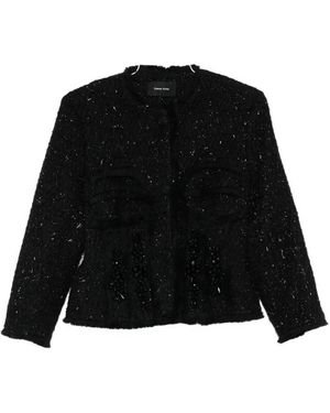 Simone Rocha Sequin-Embellished Tweed Jacket - Black
