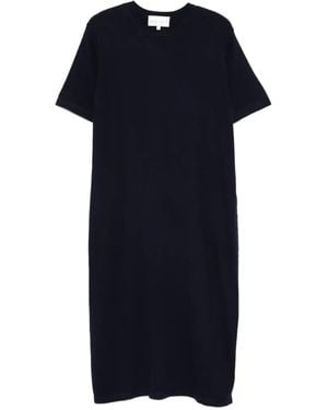 Bompard Round-Neck Midi Dress - Blue