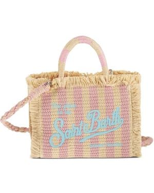 MC2 Saint Barth Striped Frayed Tote Bag - White