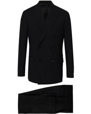 Lardini Double-Breasted Wool Suit - Black