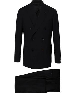 Lardini Double-Breasted Wool Suit - Black