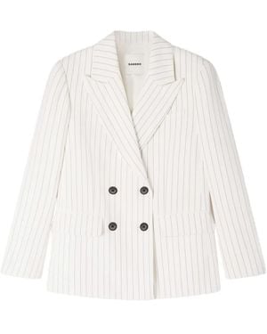 Sandro ストライプ ダブルジャケット - ホワイト
