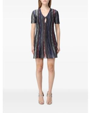 Missoni Short-Sleeve Striped Mini Dress - Blue