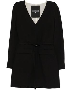 Patrizia Pepe V-Neck Belted Mini Dress - Black