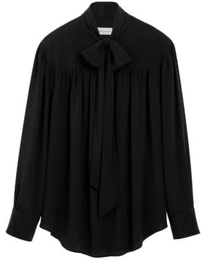 Ami Paris Blouse En Soie À Col Lavallière - Black