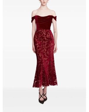 Marchesa ベルベット ドレス - レッド