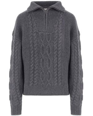 THE GARMENT Cable-Knit Quarter-Zip Sweater - Gray