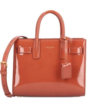 Saint Laurent Patent Leather Top-Handle Backpack - Orange