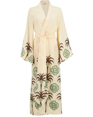 Johanna Ortiz Boa Whisper Badjas Met Geometrische Print - Wit