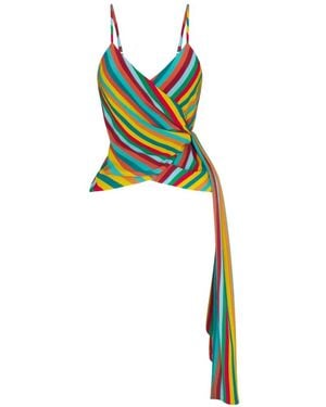 Simon Miller Marlowe Striped Wrap Tank Top - Red