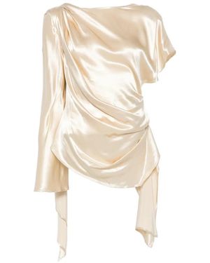 Erika Cavallini Semi Couture Asymmetric Draped Blouse - White