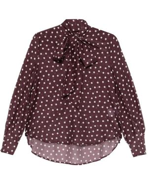 Psophia Polka-Dot Tie Blouse - Red