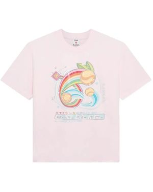 CASABLANCA T-Shirt mit Tennisball-Print - Pink