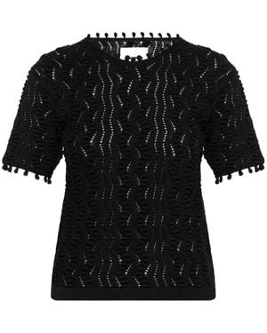 Jil Sander Pompom-Trim Top - Black