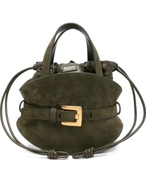 Balmain Buckle Suede Tote Bag - Green