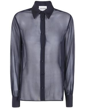 Semicouture Floelle Sheer Button-Up Shirt - Blue