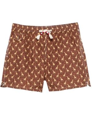 MC2 Saint Barth Giraffe Print Swim Shorts - Brown