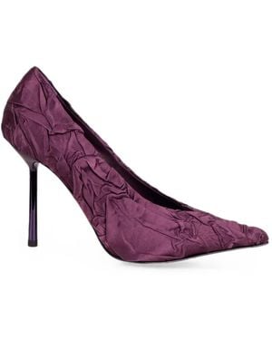 Le Silla Crinkled-Effect Pointed-Toe Pumps - Purple