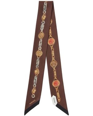 Versace Printed Silk Twill Ribbon - Brown