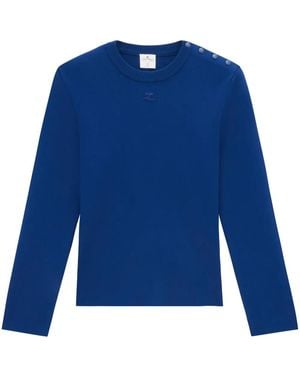 Courreges Logo-Patch Buttoned Jumper - Blue