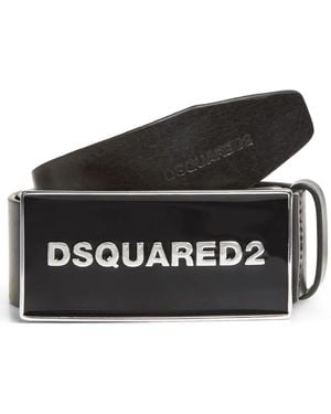 DSquared² Logo Plaque Belt - Black