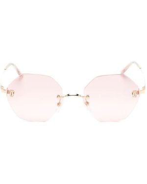 Cartier Rimless Geometric-Frame Sunglasses - Pink