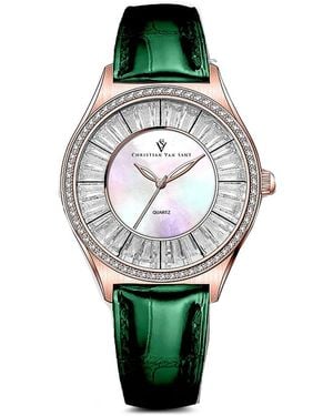 Christian Van Sant Luna Crystal-Embellished 40Mm Watch - Green