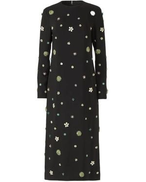 Costarellos Brionka Embellished Crepe Midi Dress - Black