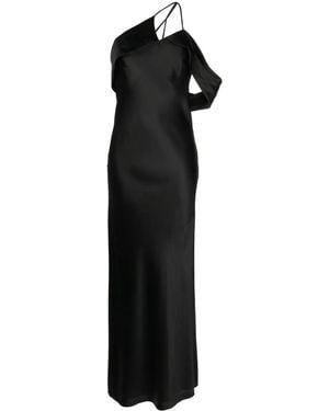 Michelle Mason Bias-Cut One-Shoulder Gown - Black