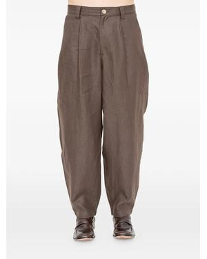 JOE CHIA Glide Pleated Trousers - Brown
