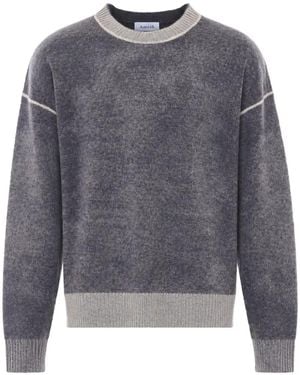 AMISH Logo-Patch Crew-Neck Sweater - Gray