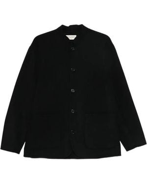 Officine Generale Mandarin-Collar Patch-Pocket Jacket - Black