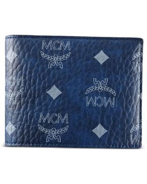MCM Aren Bifold Monogram Wallet - Blue
