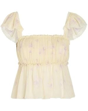 LoveShackFancy Siena Floral-Print Blouse - White