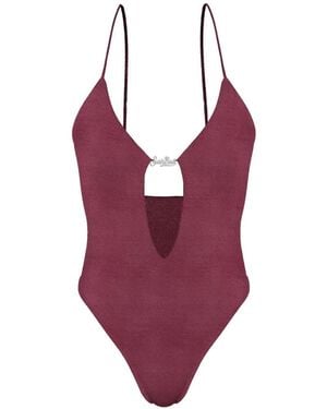 MC2 Saint Barth Logo-Plaque Cut-Out Swimsuit - Purple