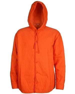 Valentino Garavani Hooded Quilted Button-Down Jacket - Orange