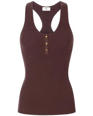 Elisabetta Franchi Micro-Braided Knit Top - Purple