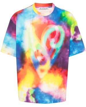 Acne Studios Abstract-Print Organic-Cotton T-Shirt - Blue