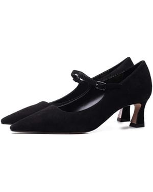 Poche Paris Buckl-Strap Court Shoes - Black