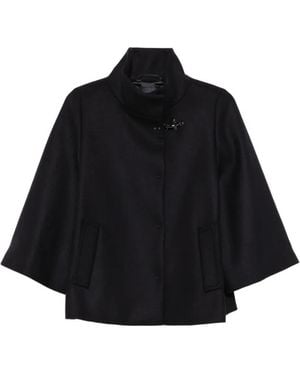 Fay Toggle-Fastening Funnel-Neck Cape - Black