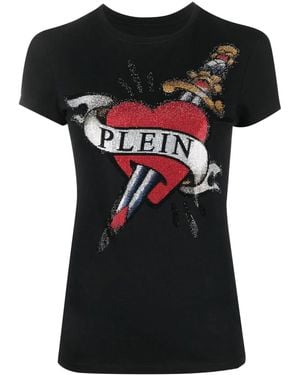 Philipp Plein Crystal-Embellished Logo T-Shirt - Black