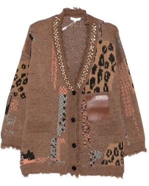 Paperlace Crystal-Embellished Leopard-Pattern Cardigan - Brown