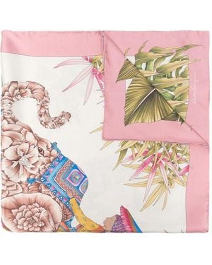 Ferragamo Elephant-Print Silk Scarf - Pink