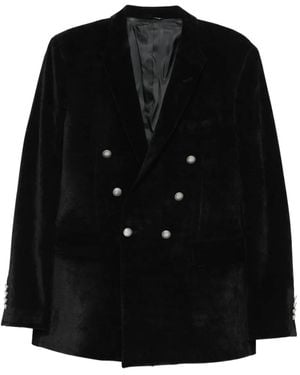 Reveres 1949 Double-Breasted Velvet Jacket - Black