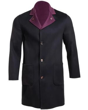 Kiton Reversible Cashmere Overcoat - Blue