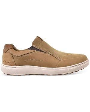 Clarks Mapstone Step Leather Slip-On Trainers - Brown